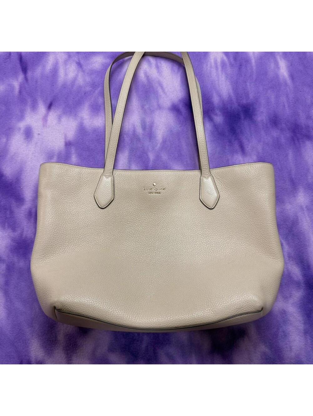 Kate Spade Leila pebbled leather tote bag beige
